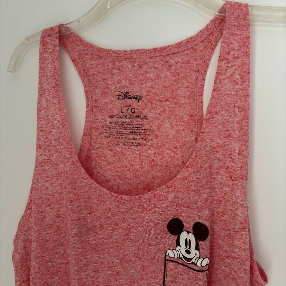 Disney Mickey Mouse Pocket Razorback Fitness Workout Gym Activewear Top Size LG. - Picture 3 of 5